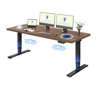 FLEXISPOT Escritorio Elevable 180x80, Doble Motor, Tablero Roble 25mm | Europa del Este, Tablero 25 mm, Mesa Elevable, Altura Ajustable, 4 Memorias, 100 kg, Anticolisión, 5 Años, Café +Negra