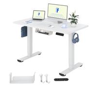 FLEXISPOT Escritorio Elevable Eléctrico 120x60cm, Mesa Escritorio Tablero Entero con Memoria, Sistema Anticolisión, para Oficina, Casa,Teletrabajo y Zona Compacta, Blanco