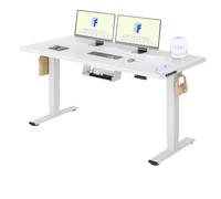 FLEXISPOT Escritorio Elevable Eléctrico 140x80 Doble Motor, Tablero Entero | Tablero Entero 25 mm, Mesa Elevable Altura Ajustable, 100 kg Capacidad, 4 Memorias, Anticolisión, Garantía 5 Años, Blanco