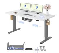 FLEXISPOT Escritorio Elevable Eléctrico 140X80cm con Tablero Entero con 2 Motor, Standing Desk, Mesa Elevable Escritorio de Elevable con 4 Opciones de Memoria Inteligente para Oficina y Hogar-Blanco