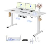 FLEXISPOT Escritorio Elevable Eléctrico 140X80cm con Tablero Entero con 2 Motor, Standing Desk, Mesa Elevable Escritorio de Elevable con 4 Opciones de Memoria Inteligente para Oficina y Hogar(Blanco)