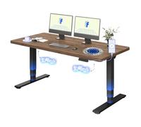 FLEXISPOT Escritorio Elevable Eléctrico 160 × 80 cm, Doble Motor, Tablero Entero de 25 mm con Acabado Roble, Puerto USB, 3 Columnas, Carga Máx. 120 kg, 4 Memorias