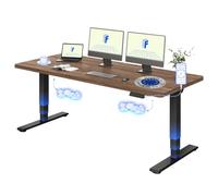 FLEXISPOT Escritorio Elevable Eléctrico 180 × 80 cm, Doble Motor, Tablero Entero de 25 mm con Acabado Roble, Puerto USB, 3 Columnas, Carga Máx. 120 kg, 4 Memorias