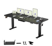 FLEXISPOT Escritorio Elevable Eléctrico 180x80, 100kg Carga, 4 Memorias | Mesa Elevable Altura Ajustable, organizador de cables, anticolisión con retroceso y 4 memorias, garantía de 5 años, Negro