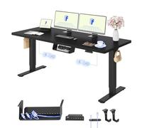 FLEXISPOT Escritorio Elevable Eléctrico 180x80 Doble Motor, Tablero Entero | Tablero Entero 25 mm, Mesa Elevable Altura Ajustable, 100 kg Capacidad, 4 Memorias, Anticolisión, Garantía 5 Años, Negro