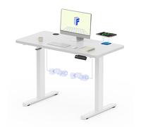FLEXISPOT Escritorio Elevable Eléctrico con Carga Inalámbrica, 2 Potentes Motores, 110 x 54 cm Mesa Escritorio Ajustable en Altura y Estable, Mesa Elevable con Función Memoria y Anticolisión(Blanco)