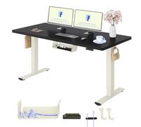 FLEXISPOT Escritorio Elevable Eléctrico con Tablero Completo y Doble Motor, 140x80 cm, Altura Regulable con Memoria, Accesorios incluidos, Sistema Anticolisión, Mousse Blanco+Negro