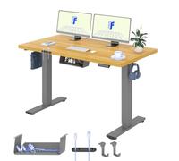 FLEXISPOT Escritorio Elevable Eléctrico con Tablero Entero, Regulable en Altura, 140 × 80 cm, 4 Funciones de Memoria, 2 Ganchos Laterales, Mesa Ergonómica para Oficina y Home Office