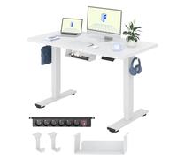 FLEXISPOT Escritorio Elevable Escritorio de Elevable Eléctrico con Tablero Entero 120x60cm, Standing Desk Escritorio Regulable en Altura, Mesa de Elevable con Ganchos Estante y 4 Botones de Memoria
