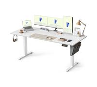 FLEXISPOT Escritorio Elevable Escritorio de Elevable Eléctrico con Tablero160x60cm, Standing Desk Escritorio Regulable en Altura, Mesa Elevable con 2 Ganchos, Bloqueo para Niños, 4 Botones de Memoria