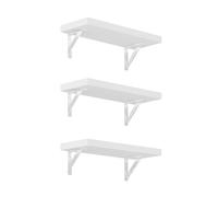 FLEXISPOT Estantería de pared de madera 400 × 150 × 25 mm - Juego de 3 estantes flotantes blancos, estantería de madera, soporta 20 kg, moderna y ahorra espacio, estante colgante decorativo para salón