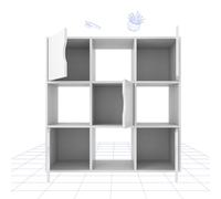 FLEXISPOT Estantería de Pie Librería de Almacenaje Separador de Ambientes Estantería de Oficina Archivador, 9 Compartimentos con Puertas y Protección Antivuelco, para Hogar y Oficina (Blanco)