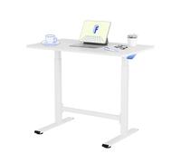 FLEXISPOT H7 Escritorio Elevable, Ajustable en Altura, Mediante Resorte de Gas de Doble Columna, 100x60cm,Tablero de Madera (Blanco+Blanco)