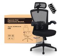 FLEXISPOT OC3 Pro Air Silla de Oficina Ergonómica con Reposacabezas 3D Ajustable, Respaldo Regulable, Brazos Abatibles, cojín de Espuma Transpirable, Inclinación 135° y 180 kg de Carga, Negro