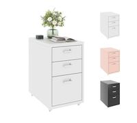 FLEXISPOT Pedestal móvil Armario de Oficina con 3 cajones, archivador gabinete de Metal Pecho de cajones con Ruedas, gabinete de Base de Escritorio para el hogar y la Oficina-Blanco