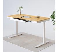 FLEXISPOT Q8 140 * 70 cm Escritorio Elevable con Tablero Entero con Puerto de Carga USB y Cajón Mesa Elevable Eléctrico con 4 Botones de Memoria Gestión de Cables 2 Motores y 3 Secciones-Blanco