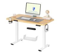 FLEXISPOT QE Pro Escritorio Elevable Eléctrico 110x54cm, Mesa Elevable con 2 Ganchos, Portavasos y Organizador de Cables, 4 Función de Memoria, Standing Desk para Oficina & Hogar y Teletrabajo, Arce