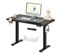 FLEXISPOT QE Pro Escritorio Elevable Eléctrico 110x54cm, Mesa Elevable con 2 Ganchos, Portavasos y Organizador de Cables, 4 Función de Memoria, Standing Desk para Oficina & Hogar y Teletrabajo, Negro