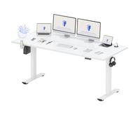 FLEXISPOT QE PRO Escritorio Elevable Eléctrico 180x80cm, Mesa Elevable con 2 Ganchos, Portavasos y Organizador de Cables, 4 Función de Memoria, Standing Desk para Oficina & Hogar y Teletrabajo, Blanco