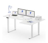 FLEXISPOT QS- Escritorio Eléctrico Ajustable en Altura 180x110cm con 4 Patas, Escritorio en Forma L, Mesa de Comedor, Mesa Gaming Standing Desk con 2 Motores Potentes (Blanco)