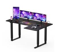 FLEXISPOT QS- Escritorio Eléctrico Ajustable en Altura 180x110cm con 4 Patas, Escritorio en Forma L, Mesa de Comedor, Mesa Gaming Standing Desk con 2 Motores Potentes (Negro)
