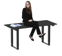 FLEXISPOT QS - Escritorio eléctrico de 4 Patas con Motor Dual, 180 x 80 cm, de Altura Ajustable con Tablero de Empalme para Oficina en casa, Escritorio para Sentarse o Estar de pie (Negro)