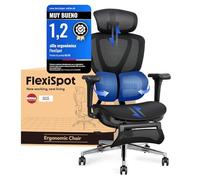 FLEXISPOT Silla de Oficina Ergonómica de Malla, Reposapiés, Soporte Lumbar | OC8, Silla de oficina, soporte lumbar doble ala, reposacabezas 3D, asiento ajustable, respaldo 3 posiciones, garantía 5 años