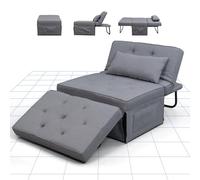 FLEXISPOT Sillon para Dormir Extensible Silla Beige para Sofá Plegable con Función de Cama Sillón Convertible Cama Sillón para Dormir Extensible Carga hasta 300 kg, Gris, 191 * 69 * 35 CM