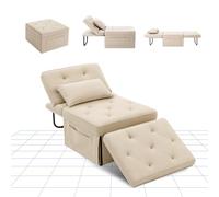 FLEXISPOT Sillón para Dormir Extensible Sillon para Dormir Plegable con función de Cama, Silla Camas con Función, Sofá Cama Convertible, Capacidad de Carga hasta 300 kg, Beige
