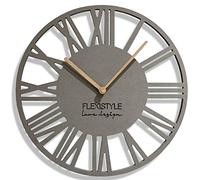 FLEXISTYLE EKO Loft Piccolo Reloj de Pared sin Ruido de tictac, Negro, 30 cm, salón, Dormitorio, (Gris)