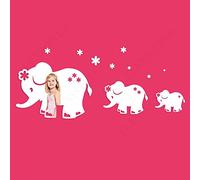 FLEXISTYLE Espejo Decorativo Sweet Elephants, Moderno diseño decoración, 3 mm de acrílico de Espejo de la UE, salón, Dormitorio, Pasillo, irrompible, Bricolaje Tejidos, Plata