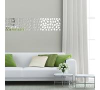 FLEXISTYLE Espejo Decorativo VIBRA, decoración de diseño Moderno, Espejo acrílico de 3 mm de la UE, salón, Dormitorio, Pasillo, irrompible, decoración para el hogar, Plata