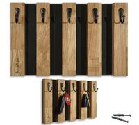 FLEXISTYLE Listones - Perchero de pared (madera, roble, 30 cm, 5 ganchos)