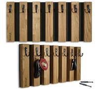 FLEXISTYLE Listones - Perchero de pared (madera, roble, 40 cm, 7 ganchos)