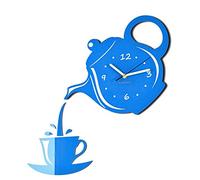 FLEXISTYLE Moderno Reloj de Pared para Cocina Taza y Jarra Azul 45 cm x 45 cm 3D silencioso diseño