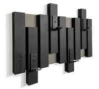 FLEXISTYLE Perchero de pared con diseño de lamas, perchero para pasillo, madera MDF, diseño de lamas, color negro, moderno y natural, 40 cm