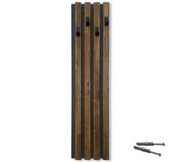 FLEXISTYLE Perchero de pared con ganchos de madera de roble laminado negro modular, altura 98 cm (Módulo B 24 cm, color marrón)