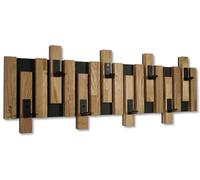 FLEXISTYLE Perchero de pared de madera de roble, 3 dimensiones (80 cm), color negro