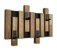 FLEXISTYLE Perchero de pared de madera de roble, mini negro, 3 dimensiones (40 cm)