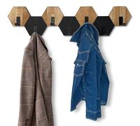 FLEXISTYLE Perchero hexagonal de pared (madera de roble negro, 77)