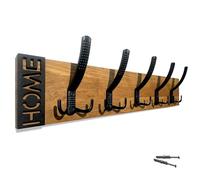 FLEXISTYLE Perchero moderno de pared de roble con diseño de láminas de madera de roble, color negro, moderno, natural, 3 dimensiones (roble, 60 cm)