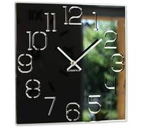 FLEXISTYLE Reloj de Pared Cuadrado Digit 30 cm de diámetro, sin Ruido de tictac Moderno, diseño de Cristal acrílico y Espejo acrílico, salón, Dormitorio (Negro)