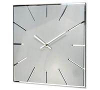 FLEXISTYLE Reloj de Pared Cuadrado Exact 30 cm de diámetro, sin Ruido de tictac Moderno, diseño de Cristal acrílico y Espejo acrílico, salón, Dormitorio (Blanco)