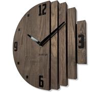 FLEXISTYLE Reloj de Pared de Asymmetry de Roble, para Cuarto de baño, salón, Madera, Moderno, diámetro sin Ruido de tictac, Aspecto de Madera (Roble/marrón, 30 cm)