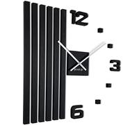 FLEXISTYLE Reloj de pared DIY 3D, madera de roble, láminas, reloj de pared grande 3D, diseño moderno, decoración ecológica para oficina, sala de estar, dormitorio, artículo decorativo (negro