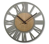 FLEXISTYLE Reloj de Pared Grande Adulto 50 cm de diámetro Loft Retro de Madera de Roble sin Ruido de tictac para salón (Gris/Roble)