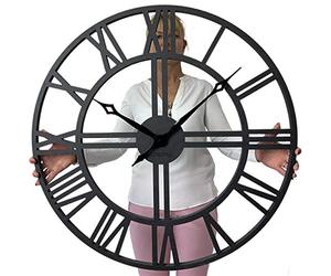 FLEXISTYLE Reloj de Pared Grande EKO sin Ruido de tictac, Color Negro, 80 cm, Grosor 19 mm