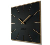 FLEXISTYLE Reloj de Pared Grande Moderno Cuadrado de Madera Exact Eco, silencioso, salón, Dormitorio, (Negro, 40 cm)