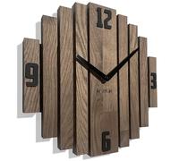 FLEXISTYLE Reloj de Pared Symmetry de Roble, para Cuarto de baño, salón, Madera, Moderno, diámetro sin Ruido de tictac, Aspecto de Madera (marrón, 30 cm)