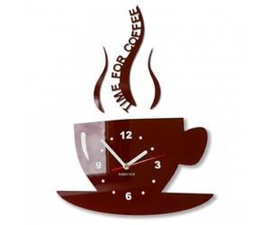 FLEXISTYLE Tasse Time for Coffee - Reloj de Pared para Cocina, diseño Moderno, Color marrón